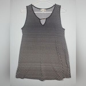 LAVISH Black/White Polka Dot Keyhole Top Size M